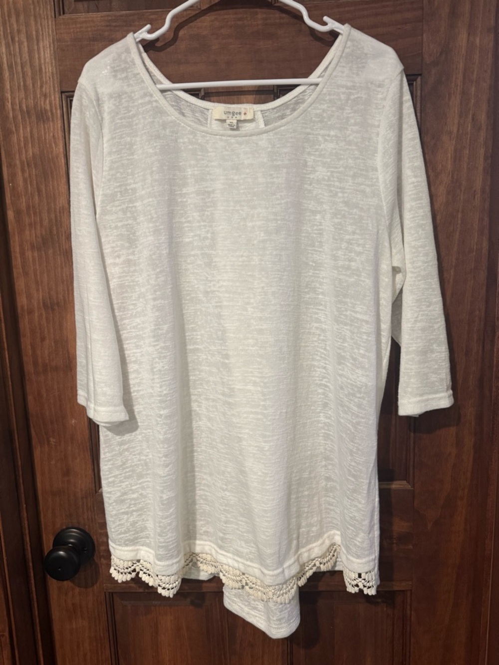 Umgee White Crochet-Trim Lightweight Women's Tunic